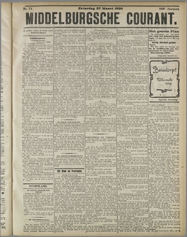 Middelburgsche Courant 1920-03-27