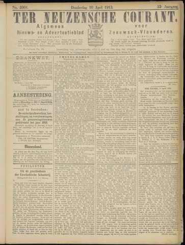 Ter Neuzensche Courant / Neuzensche Courant / (Algemeen) nieuws en advertentieblad voor Zeeuwsch-Vlaanderen 1913-04-10