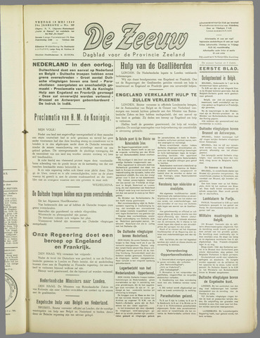 De Zeeuw. Christelijk-historisch nieuwsblad voor Zeeland 1940-05-10