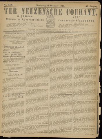 Ter Neuzensche Courant / Neuzensche Courant / (Algemeen) nieuws en advertentieblad voor Zeeuwsch-Vlaanderen 1913-12-18