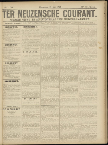 Ter Neuzensche Courant / Neuzensche Courant / (Algemeen) nieuws en advertentieblad voor Zeeuwsch-Vlaanderen 1925-06-08