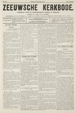 Zeeuwsche kerkbode, weekblad gewijd aan de belangen der gereformeerde kerken/ Zeeuwsch kerkblad 1937-11-12