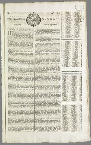 Zierikzeesche Courant 1815-09-26