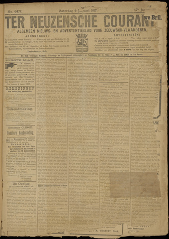 Ter Neuzensche Courant. Algemeen Nieuws- en Advertentieblad voor Zeeuwsch-Vlaanderen / Neuzensche Courant ... (idem) / (Algemeen) nieuws en advertentieblad voor Zeeuwsch-Vlaanderen 1917-01-06