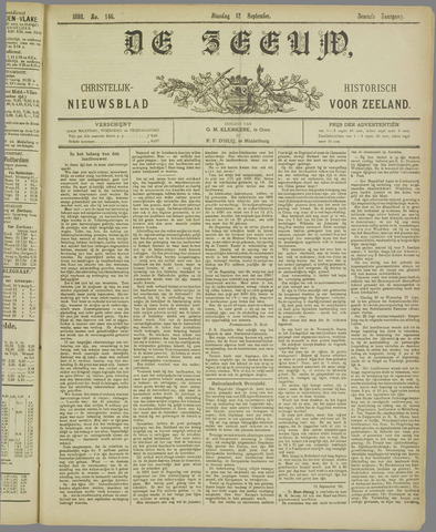 De Zeeuw. Christelijk-historisch nieuwsblad voor Zeeland 1893-09-12