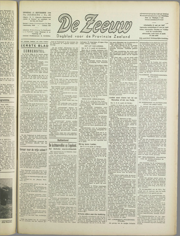 De Zeeuw. Christelijk-historisch nieuwsblad voor Zeeland 1940-09-17