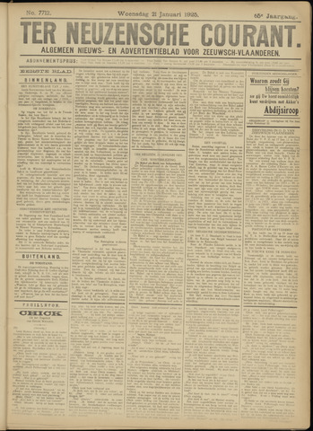 Ter Neuzensche Courant / Neuzensche Courant / (Algemeen) nieuws en advertentieblad voor Zeeuwsch-Vlaanderen 1925-01-21