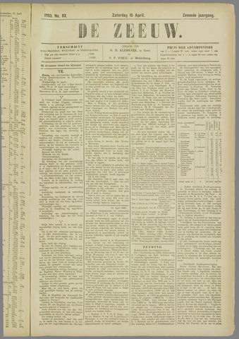 De Zeeuw. Christelijk-historisch nieuwsblad voor Zeeland 1893-04-15