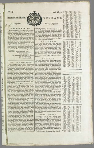 Zierikzeesche Courant 1821-08-14