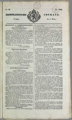 Zierikzeesche Courant 1839-03-01