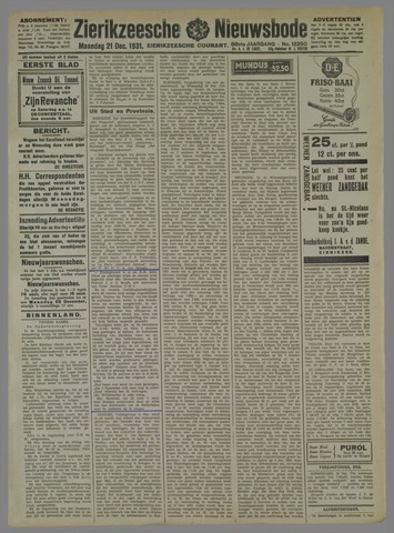 Zierikzeesche Nieuwsbode 1931-12-21
