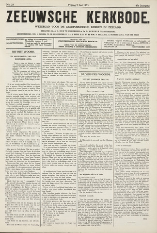 Zeeuwsche kerkbode, weekblad gewijd aan de belangen der gereformeerde kerken/ Zeeuwsch kerkblad 1933-06-09