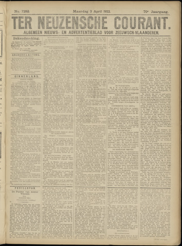 Ter Neuzensche Courant / Neuzensche Courant / (Algemeen) nieuws en advertentieblad voor Zeeuwsch-Vlaanderen 1922-04-03