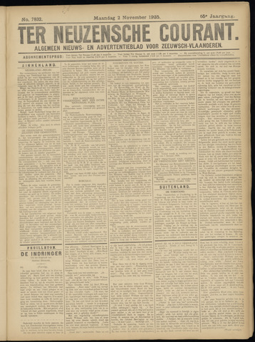 Ter Neuzensche Courant / Neuzensche Courant / (Algemeen) nieuws en advertentieblad voor Zeeuwsch-Vlaanderen 1925-11-02