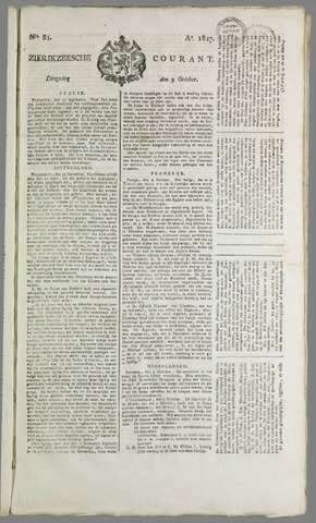 Zierikzeesche Courant 1827-10-09