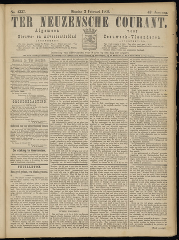 Ter Neuzensche Courant / Neuzensche Courant / (Algemeen) nieuws en advertentieblad voor Zeeuwsch-Vlaanderen 1903-02-03