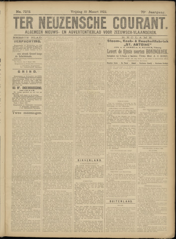 Ter Neuzensche Courant / Neuzensche Courant / (Algemeen) nieuws en advertentieblad voor Zeeuwsch-Vlaanderen 1922-03-10