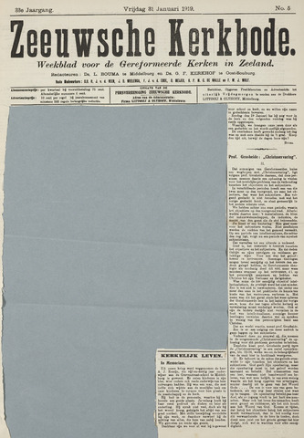 Zeeuwsche kerkbode, weekblad gewijd aan de belangen der gereformeerde kerken/ Zeeuwsch kerkblad 1919-01-31