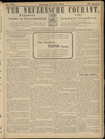 Ter Neuzensche Courant / Neuzensche Courant / (Algemeen) nieuws en advertentieblad voor Zeeuwsch-Vlaanderen 1913-03-27