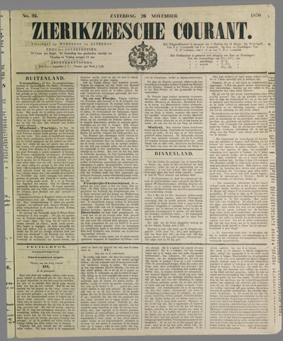 Zierikzeesche Courant 1870-11-26