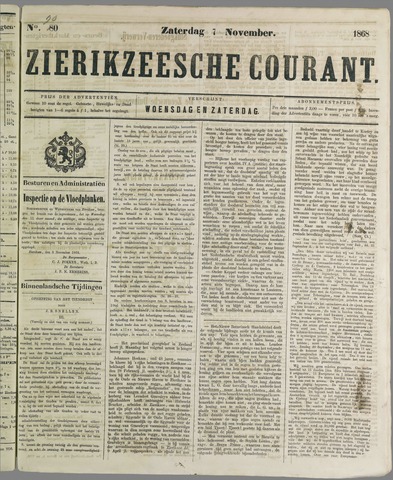 Zierikzeesche Courant 1868-11-07