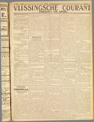 Vlissingse Courant 1921-04-29