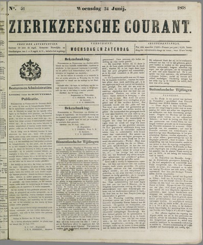 Zierikzeesche Courant 1868-06-24
