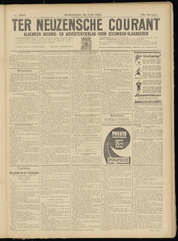 Ter Neuzensche Courant. Algemeen Nieuws- en Advertentieblad voor Zeeuwsch-Vlaanderen / Neuzensche Courant ... (idem) / (Algemeen) nieuws en advertentieblad voor Zeeuwsch-Vlaanderen 1935-06-26