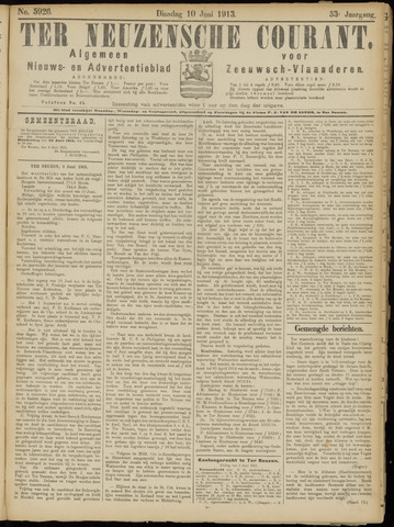 Ter Neuzensche Courant / Neuzensche Courant / (Algemeen) nieuws en advertentieblad voor Zeeuwsch-Vlaanderen 1913-06-10