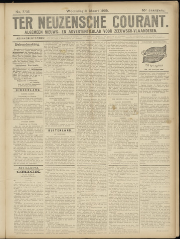 Ter Neuzensche Courant / Neuzensche Courant / (Algemeen) nieuws en advertentieblad voor Zeeuwsch-Vlaanderen 1925-03-11