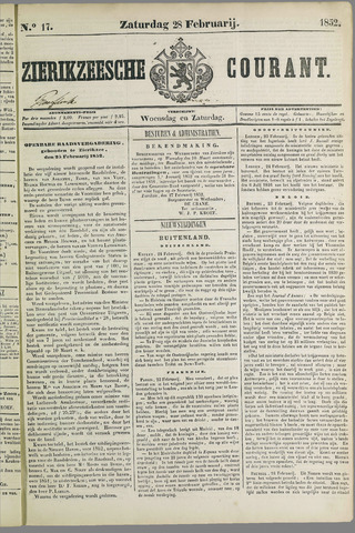 Zierikzeesche Courant 1852-02-28
