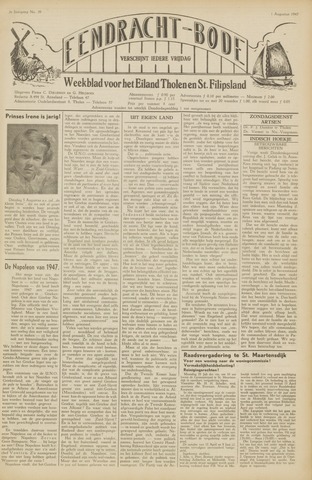 Eendrachtbode /Mededeelingenblad voor het eiland Tholen 1947-08-01