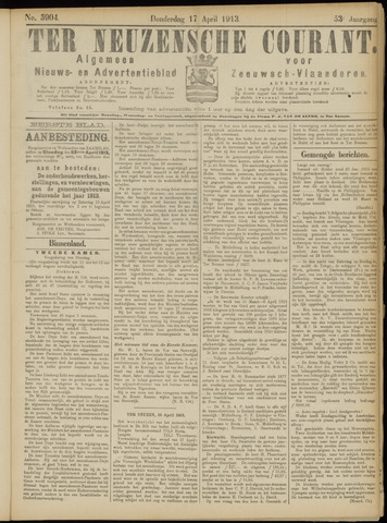 Ter Neuzensche Courant / Neuzensche Courant / (Algemeen) nieuws en advertentieblad voor Zeeuwsch-Vlaanderen 1913-04-17
