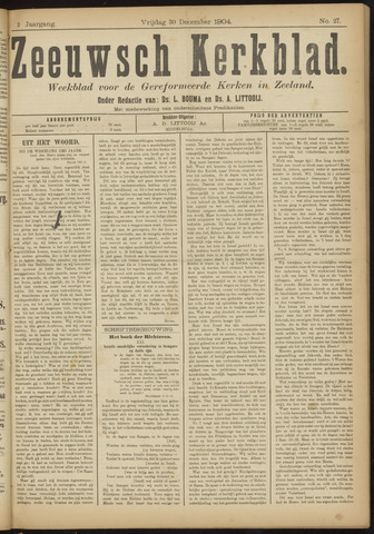 Zeeuwsche kerkbode, weekblad gewijd aan de belangen der gereformeerde kerken/ Zeeuwsch kerkblad 1904-12-30