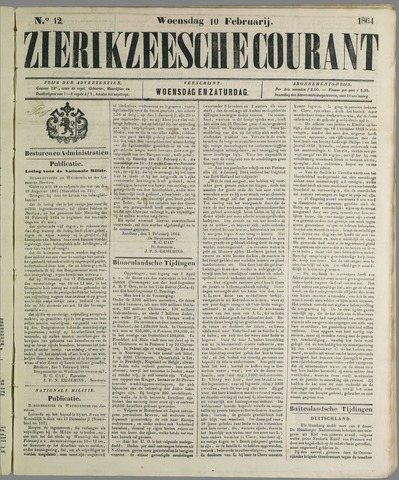 Zierikzeesche Courant 1864-02-10