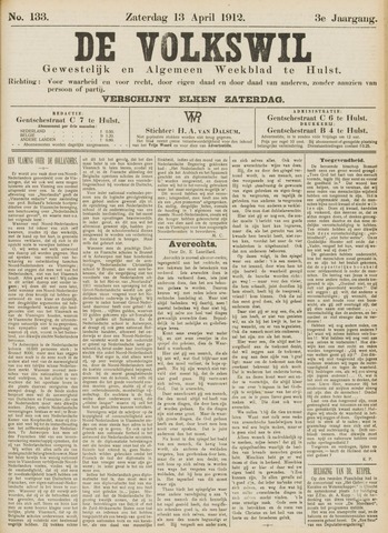 Volkswil/Natuurrecht. Gewestelijk en Algemeen Weekblad te Hulst 1912-04-13