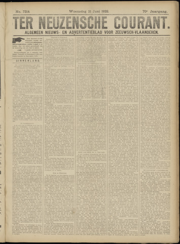 Ter Neuzensche Courant / Neuzensche Courant / (Algemeen) nieuws en advertentieblad voor Zeeuwsch-Vlaanderen 1922-06-21