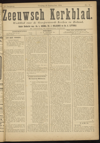 Zeeuwsche kerkbode, weekblad gewijd aan de belangen der gereformeerde kerken/ Zeeuwsch kerkblad 1904-09-23