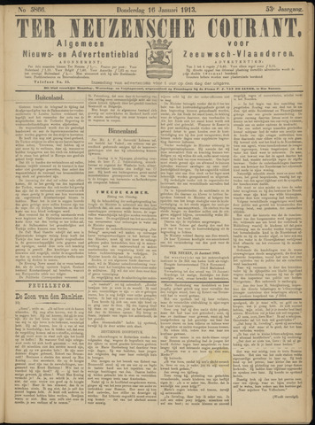 Ter Neuzensche Courant / Neuzensche Courant / (Algemeen) nieuws en advertentieblad voor Zeeuwsch-Vlaanderen 1913-01-16
