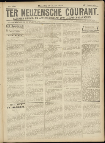 Ter Neuzensche Courant / Neuzensche Courant / (Algemeen) nieuws en advertentieblad voor Zeeuwsch-Vlaanderen 1925-03-30