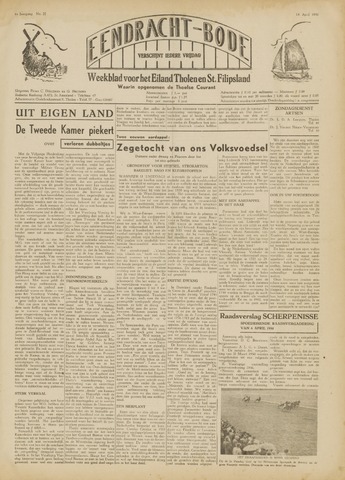 Eendrachtbode /Mededeelingenblad voor het eiland Tholen 1950-04-14