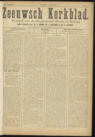 Zeeuwsche kerkbode, weekblad gewijd aan de belangen der gereformeerde kerken/ Zeeuwsch kerkblad 1904-07-01