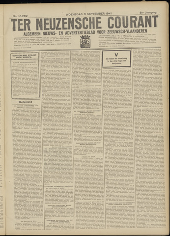 Ter Neuzensche Courant / Neuzensche Courant / (Algemeen) nieuws en advertentieblad voor Zeeuwsch-Vlaanderen 1941-09-03