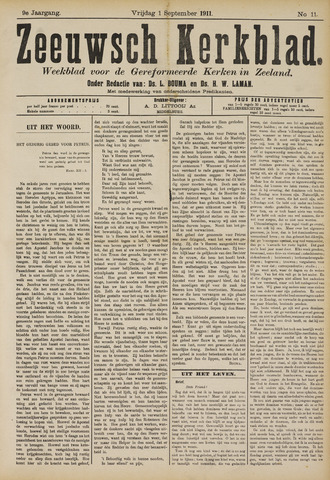 Zeeuwsche kerkbode, weekblad gewijd aan de belangen der gereformeerde kerken/ Zeeuwsch kerkblad 1911-09-01