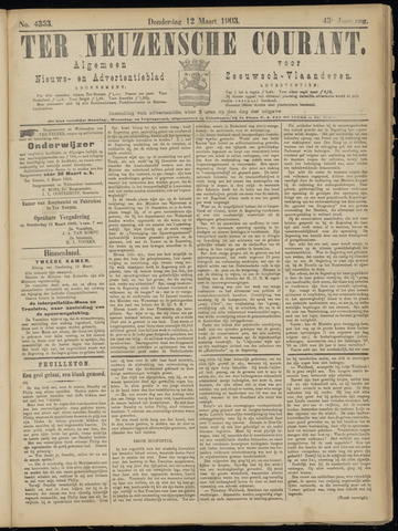 Ter Neuzensche Courant / Neuzensche Courant / (Algemeen) nieuws en advertentieblad voor Zeeuwsch-Vlaanderen 1903-03-12