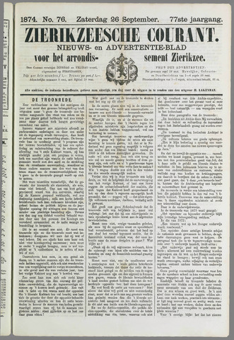 Zierikzeesche Courant 1874-09-26