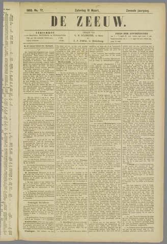 De Zeeuw. Christelijk-historisch nieuwsblad voor Zeeland 1893-03-18