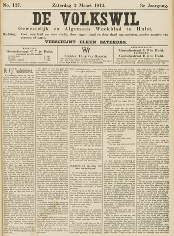 Volkswil/Natuurrecht. Gewestelijk en Algemeen Weekblad te Hulst 1912-03-02