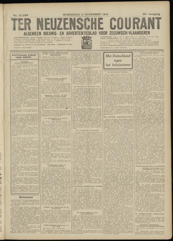 Ter Neuzensche Courant / Neuzensche Courant / (Algemeen) nieuws en advertentieblad voor Zeeuwsch-Vlaanderen 1941-11-05