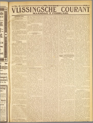 Vlissingse Courant 1921-02-07